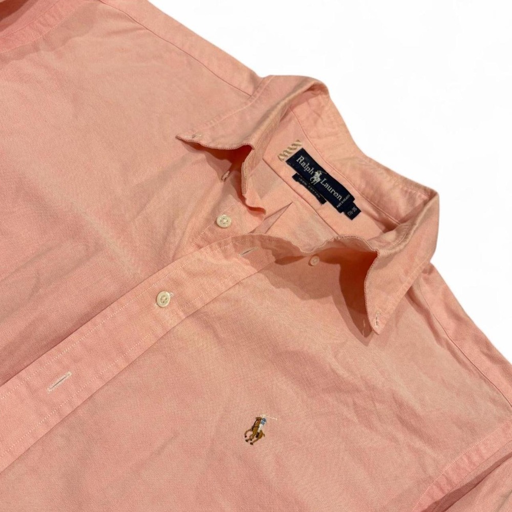 Ralph Lauren Pink Button Down Oxford Shirt Embroidered Pony Logo Mens 17.5 35